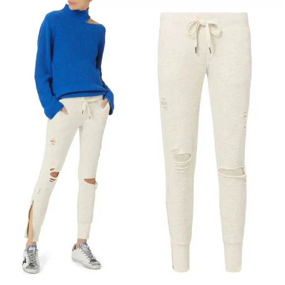 NWT NSF Peyton Ripped Sweatpants Jogger XS Light Grey Distressed Street $228 NEW - Picture 4 of 14